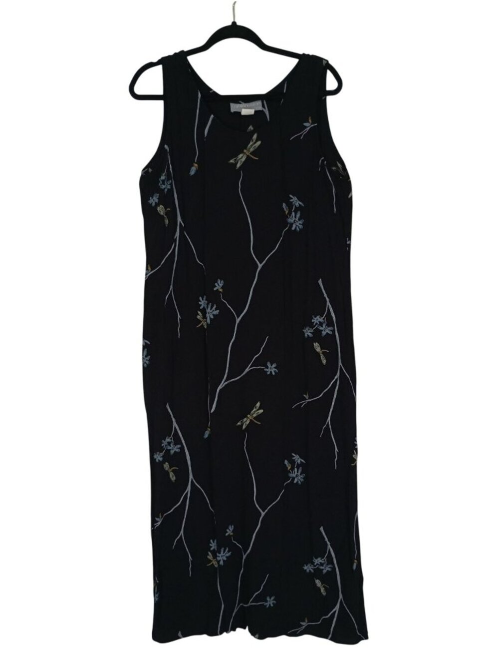 Vintage Carol Anderson California Sleeveless Floral Dragonfly Print Dress XL